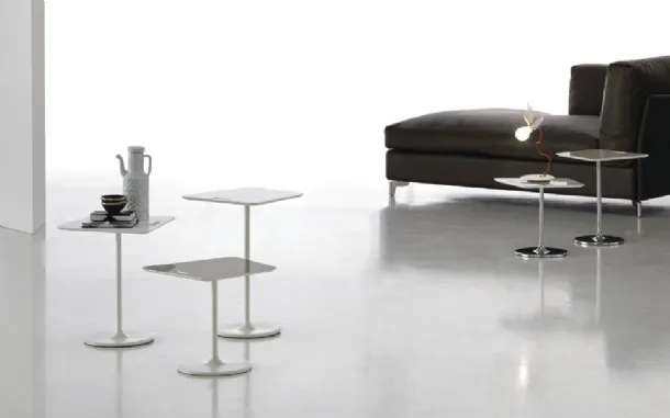 Bloom coffee tables in lacquered acrylic stone with a steel base by Alivar.