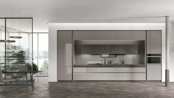 Modern linear kitchen Aliant 06 by Stosa