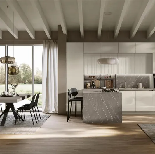 Modern kitchen with Art-Lumia peninsula by Stosa
