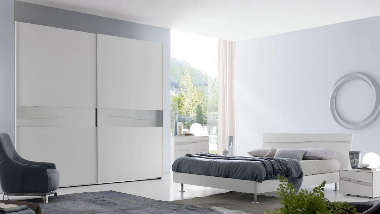 Wardrobe with sliding doors with mirror insets Atlante S75