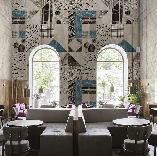 Geometric wallpaper Fasek by Inkiostro Bianco.