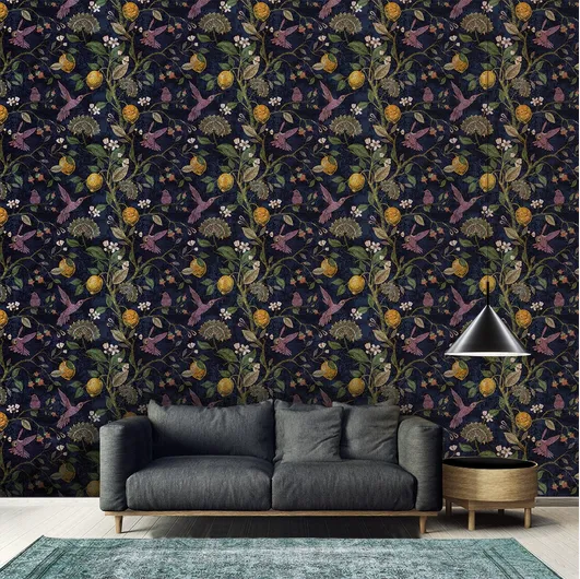 Lemons and birds wallpaper by Adriani and Rossi