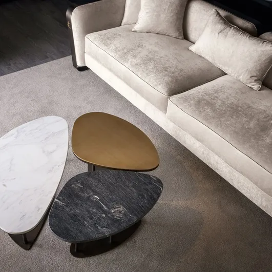 Water Lily coffee table with a stone, marble or metal top, from Cantori.