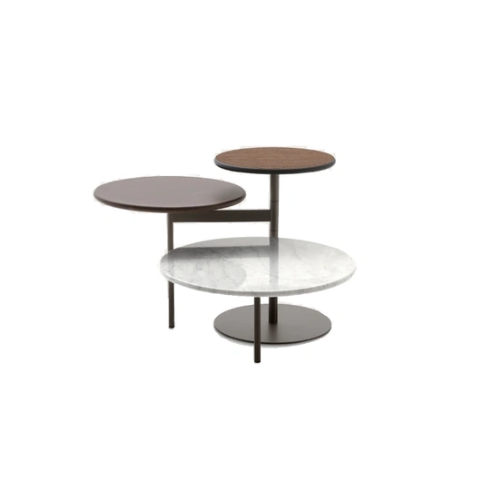 Tris coffee table with metal structure and MDF and marble tops by Ditre Italia.