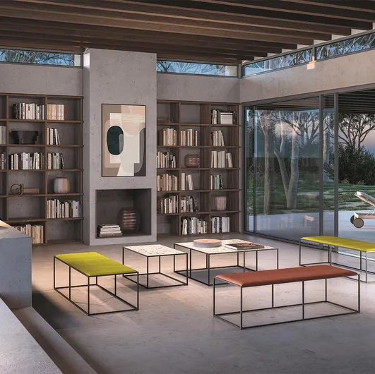 Nemesi coffee table with porcelain top and metal base by Felis.