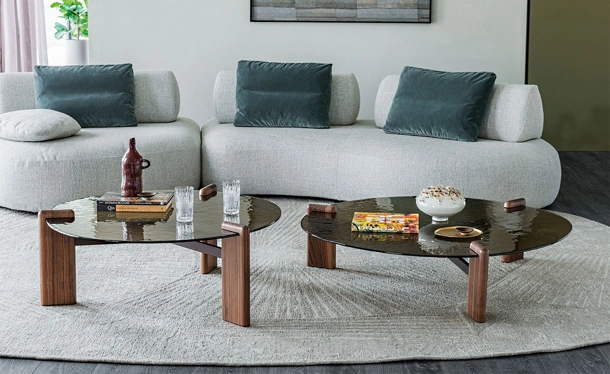 Lagoon coffee table in glass and wood by Cattelan Italia