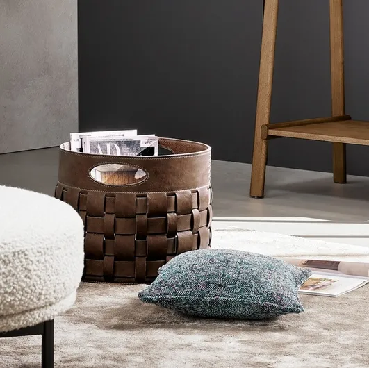 Bonaldo's woven leather magazine rack called Roger.