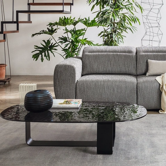 Ribbon glass and metal coffee table by Calligaris