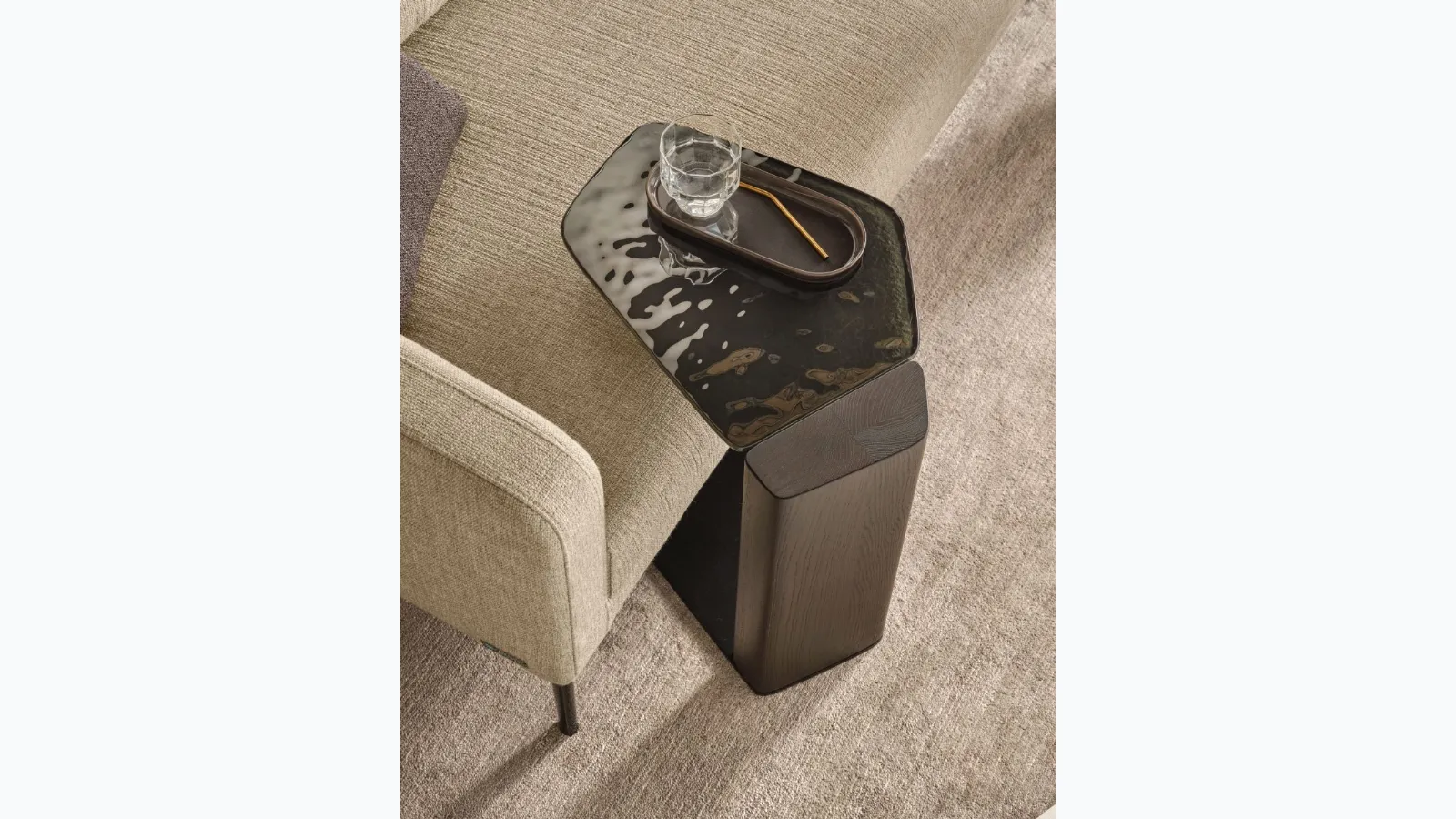 Glass and solid wood Stone coffee table by Fiam