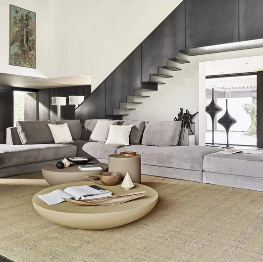 Heiko coffee table in clay finish polymer by Gervasoni.