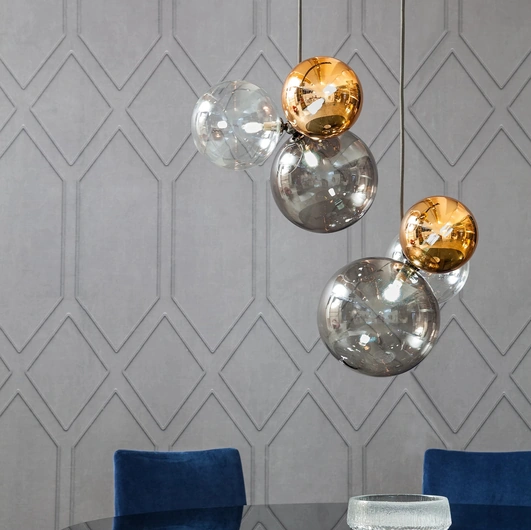 Hanging lamp composed of colored glass spheres Atom by Tonin Casa.