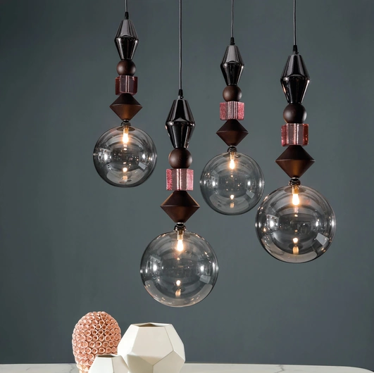 Pandora Light pendant lamp in wood and glass by Tonin Casa.