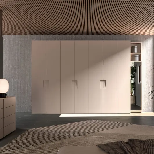 Night 03 wardrobe with swinging doors in matte lacquered Ecru by Orme.
