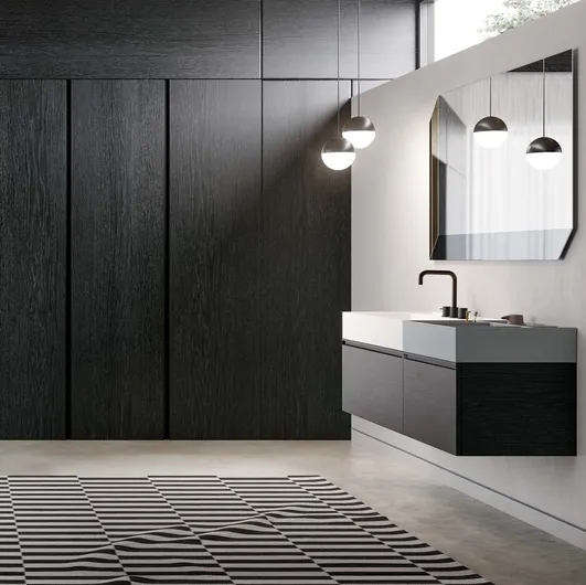 Suspended Bathroom Vanity in charcoal oak essence Deep 07 by Birex