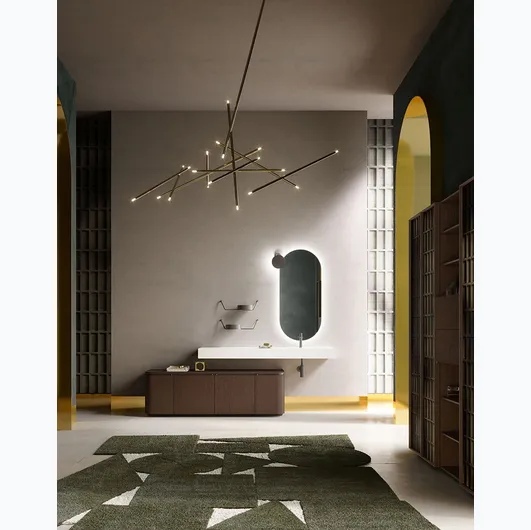 Bathroom cabinet with a base in thermally treated Oak Des Evolution Deep Green 02 by Cerasa.