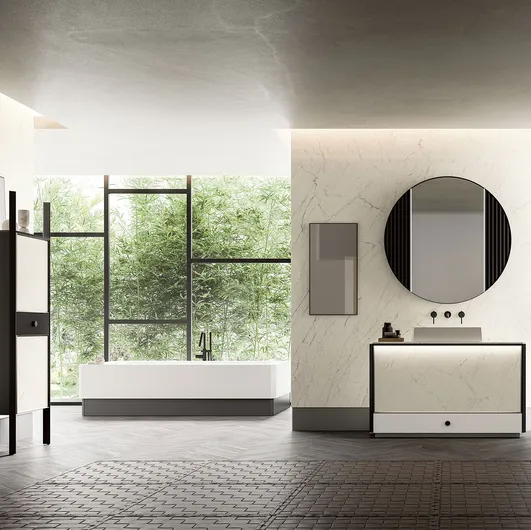 Bathroom cabinet Honey 00 in Laminam Statuarietto by Cerasa.