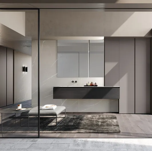 Bathroom Vanity Unit M3 System 307 in black oak veneer by Baxar.
