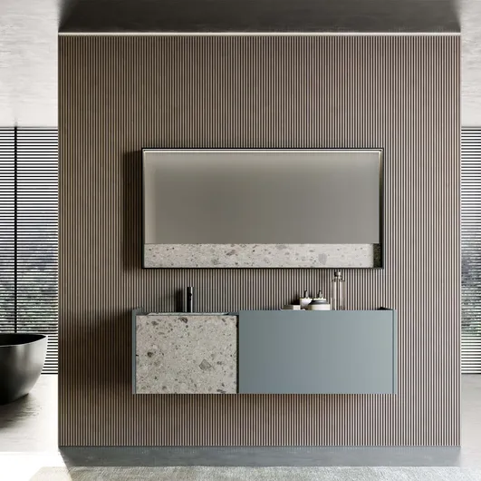 Suspended Bathroom Vanity in matte lacquered finish and Major 03 gres by Birex.