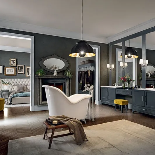 Bathroom vanity unit York 02 in Smoke Gray lacquer by Cerasa.