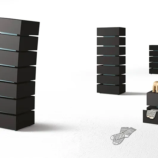 Bedside table and dresser NYC & Pisa in lacquered wood by Minotti Italy