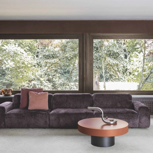 Cloud upholstered fabric linear sofa by Flexteam