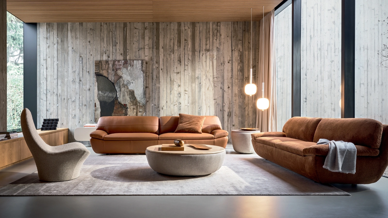 Linear sofa in fabric or leather Deck by Ditre Italia