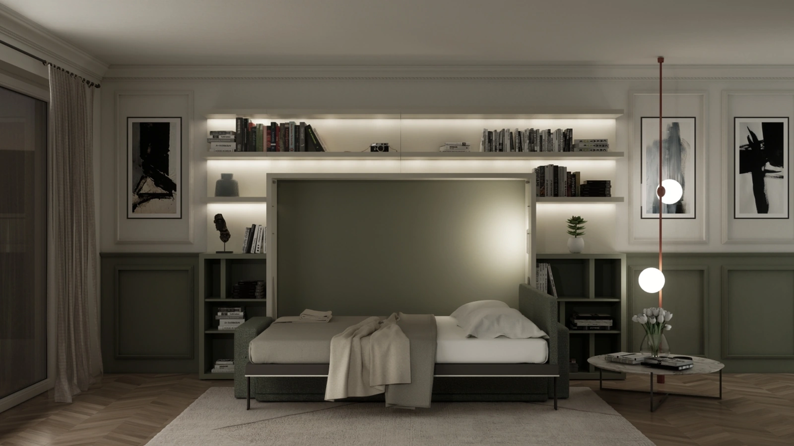 Horizontal hidden bed Atena by Clei
