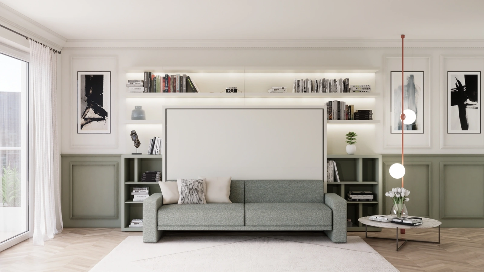 Horizontal hidden bed Atena by Clei