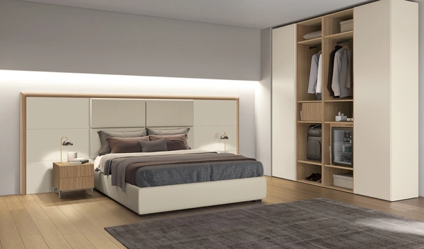 Basic faux leather bed by Colombini Casa