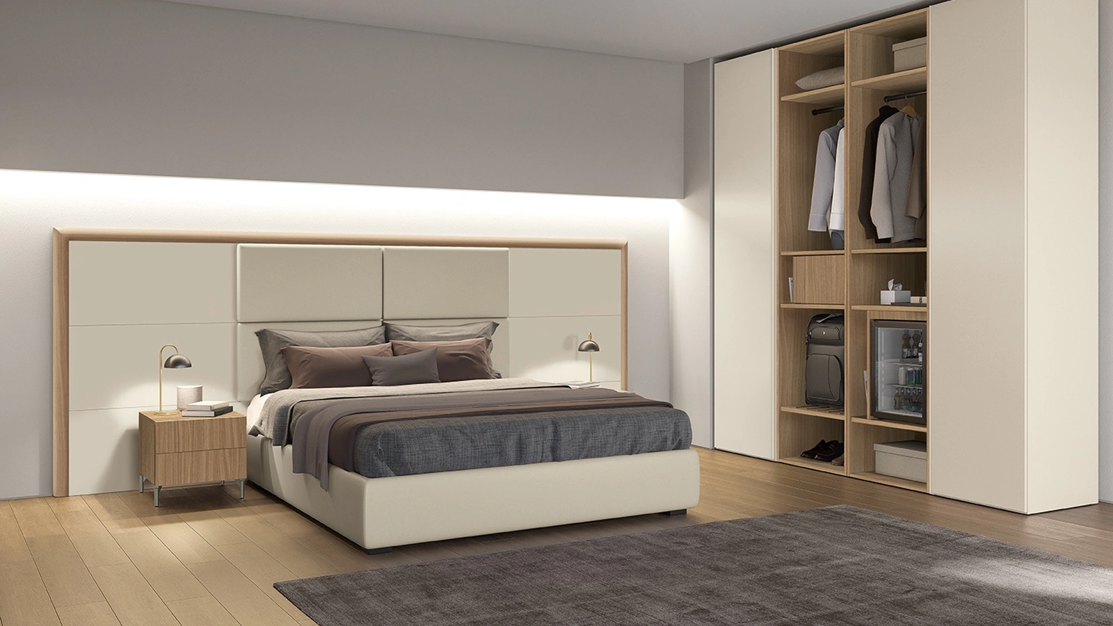Basic faux leather bed by Colombini Casa