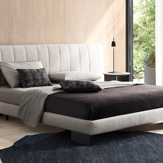 Upholstered fabric bed with quilted headboard Kilian by Calligaris