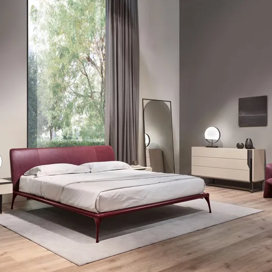 Modern leather bed Iseo 24 by Cantori