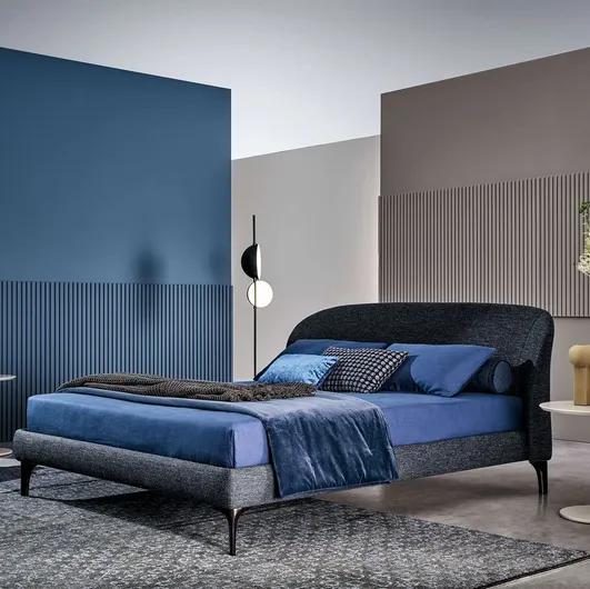 Fabric bed with Carnaby headboard by Twils.