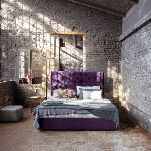 Purple velvet single and a half bed by Flexteam