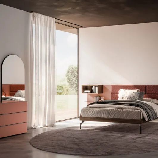 Giako Night 08 bed in lacquered wood and fabric by Orme