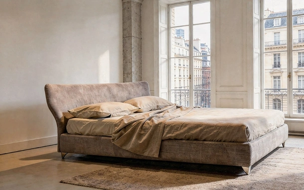 Maya Plus bed with padded fabric by Alivar