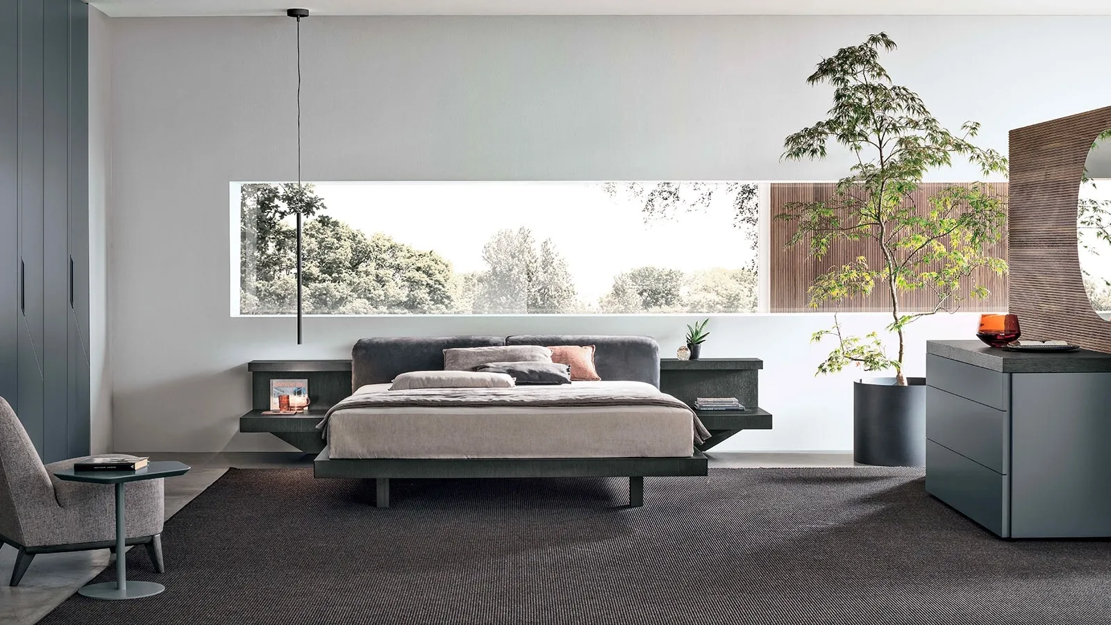 Morfeo padded headboard bed by Tomasella