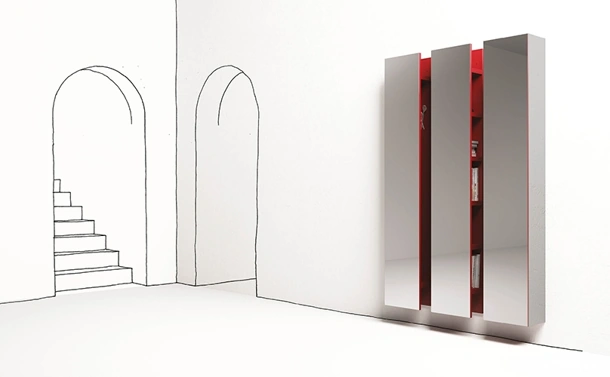 Bookcase with mirrored front Ambrogio by Minotti Italia