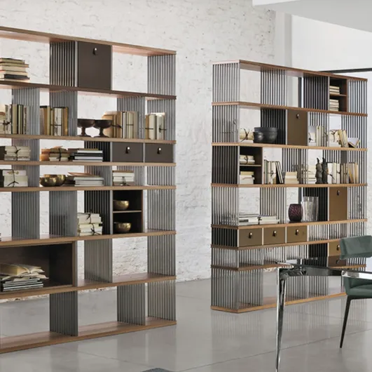 Diesys steel bookcase with shelves in Alivar essence