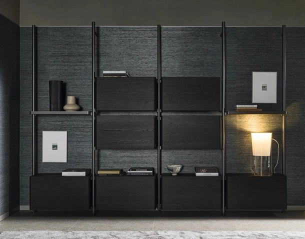Hector Bookcase in aluminum and wood by Molteni & C