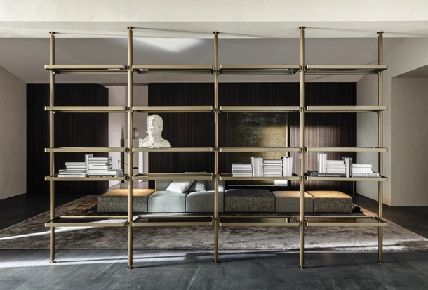 Hector aluminum room divider bookcase by Molteni & C