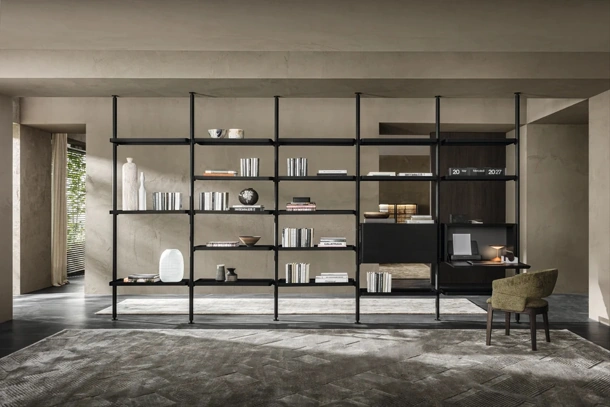 Hector room divider bookcase in wood by Molteni & C