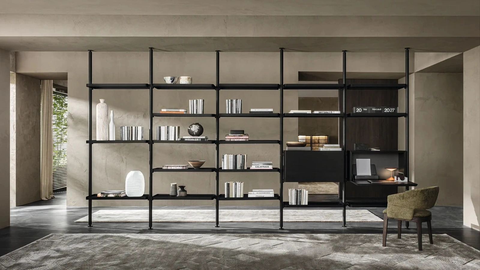 Hector room divider bookcase in wood by Molteni & C