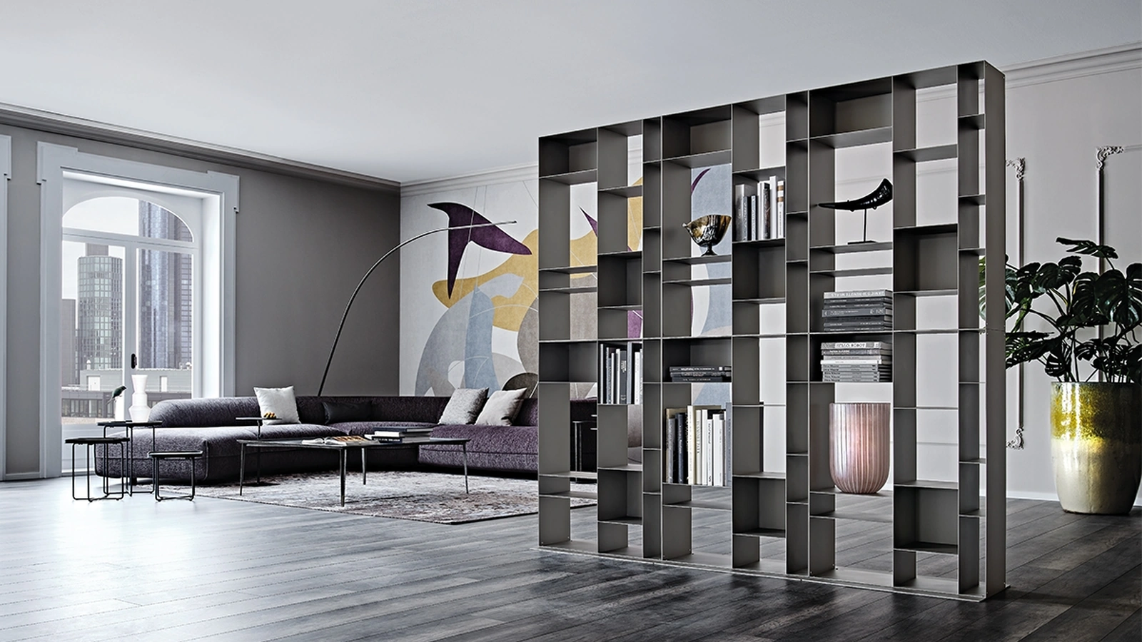 Latitude room divider bookcase by Cattelan Italia