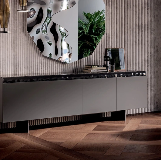 Media unit Magma in wood and glass by Tonin Casa