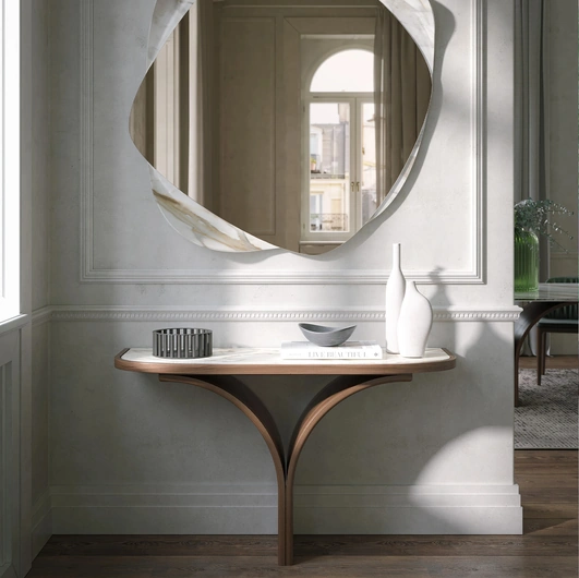 Arc entrance mobile made of stoneware and wood by Tonin Casa.