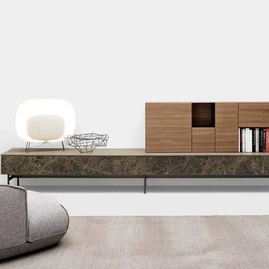 Mobile TV stand Avenue System on Metal Feet by Kristalia