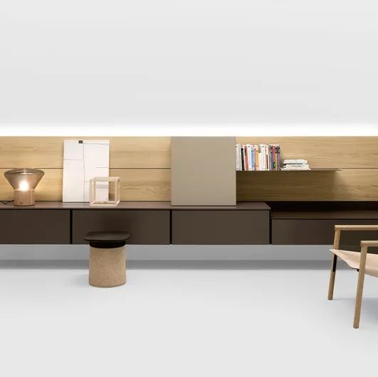 The Kristalia Avenue System Suspended TV Stand.