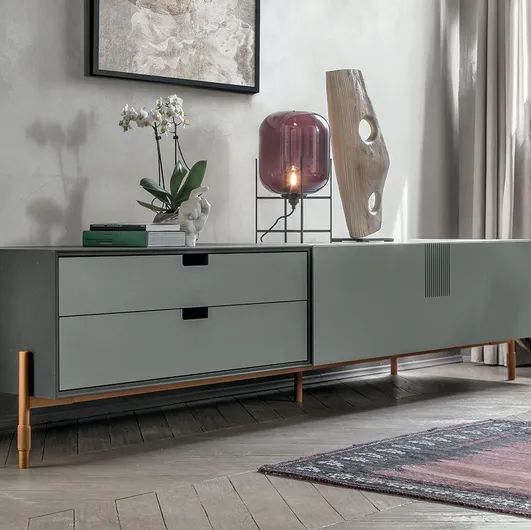 Mobile TV stand TIME UNIT TI 107 in basalt CDF by Tomasella