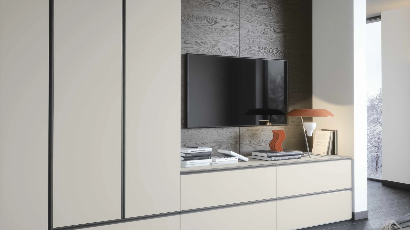 Novamobili Wall Unit with Wood Paneling